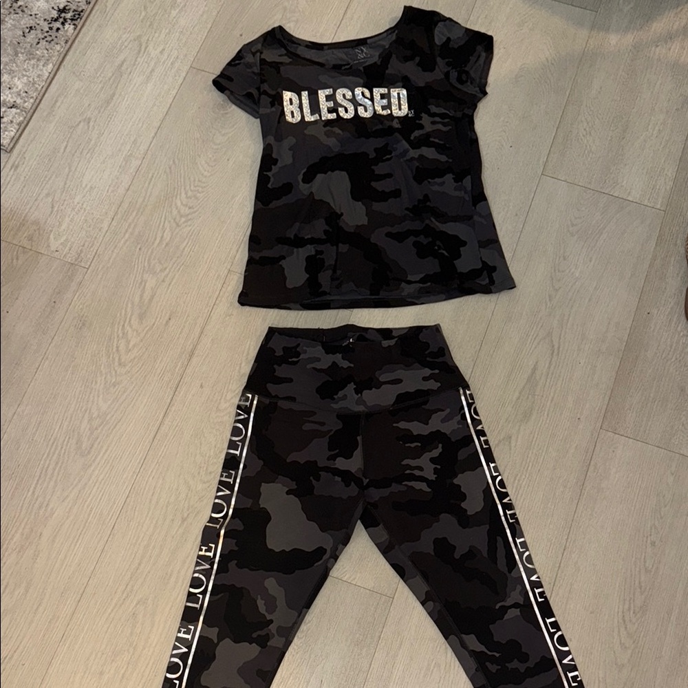 NYC Black Camouflage 'Blessed' Tee